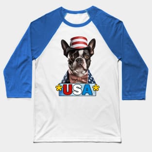 Boston Terrier USA Baseball T-Shirt